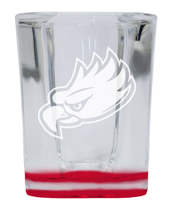 Florida Gulf Coast Eagles 2 Ounce Engraved Shot Glass Square Red Base Officially Licensed Collegiate Product 4-Pack