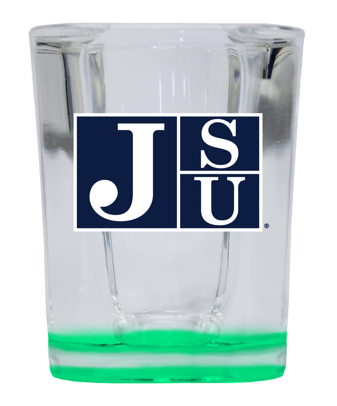 Jackson State University 2 Ounce Shot Glass Square Green Base Officially Licensed Collegiate Product 4-Pack