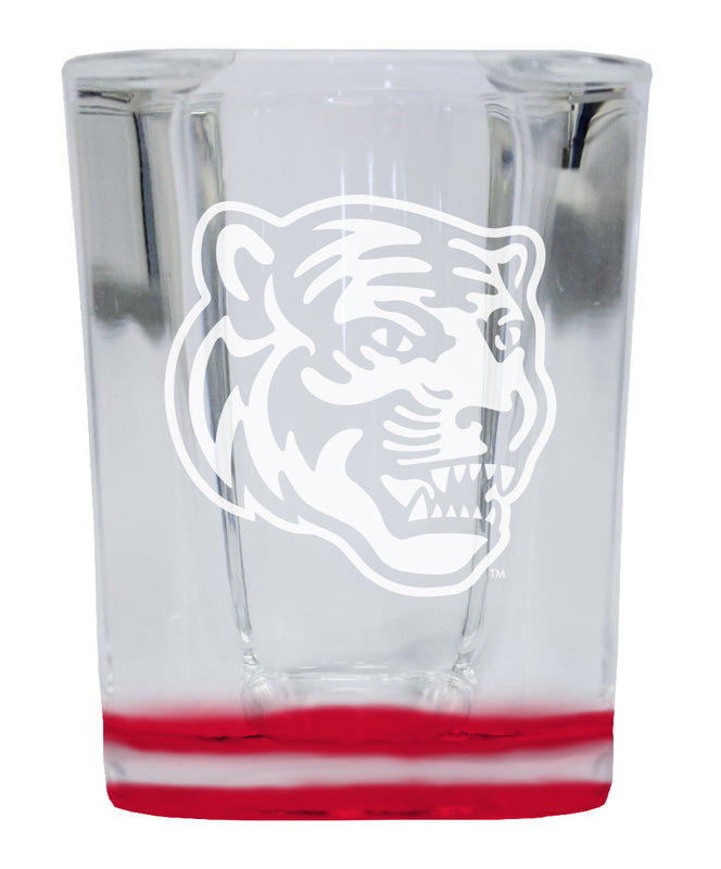 Memphis Tigers 2 Ounce Engraved Shot Glass Square Red Base Officially Licensed Collegiate Product 4-Pack