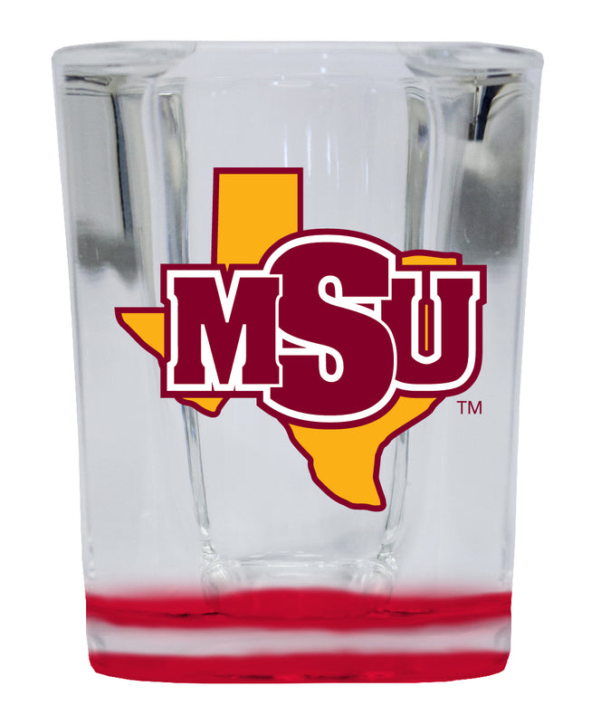 Midwestern State University Mustangs 2 Ounce Shot Glass Square Red Base Officially Licensed Collegiate Product 4-Pack