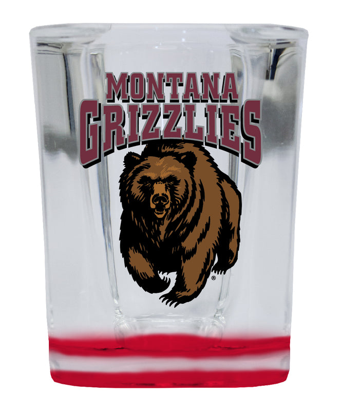 Montana University 2 Ounce Shot Glass Square Red Base Officially Licensed Collegiate Product 4-Pack