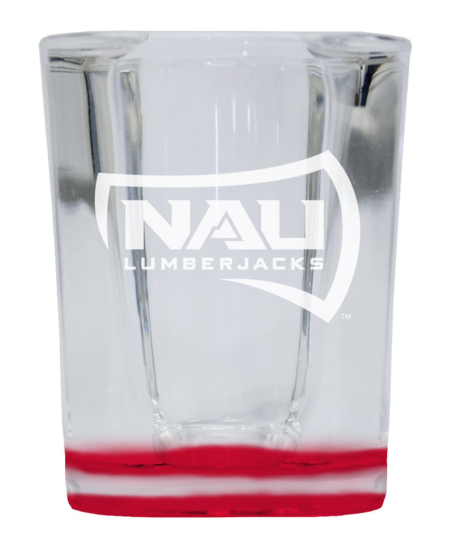 Northern Arizona University 2 Ounce Engraved Shot Glass Square Red Base Officially Licensed Collegiate Product 4-Pack