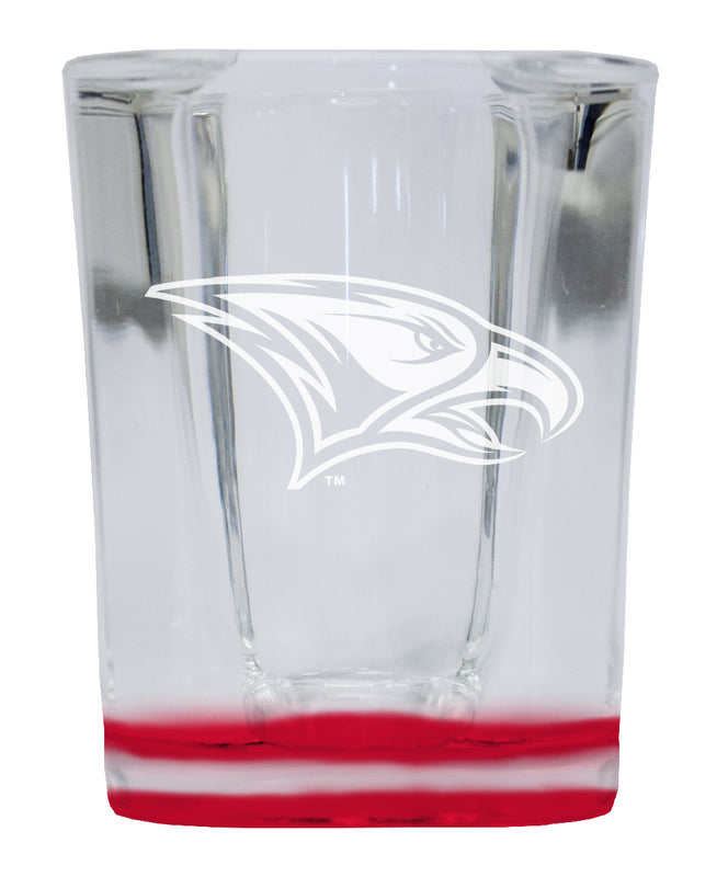 North Carolina Central Eagles 2 Ounce Engraved Shot Glass Square Red Base Officially Licensed Collegiate Product 4-Pack