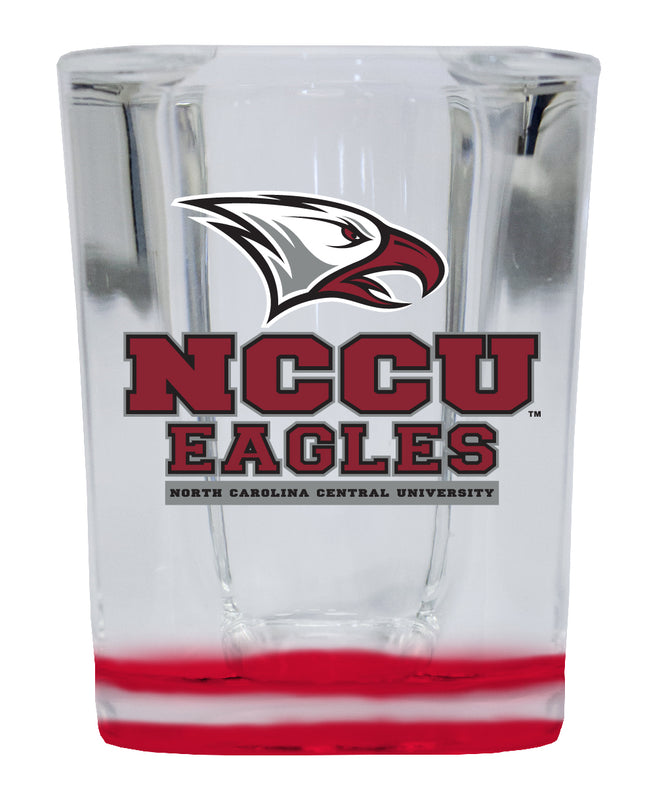 North Carolina Central Eagles 2 Ounce Shot Glass Square Red Base Officially Licensed Collegiate Product 4-Pack