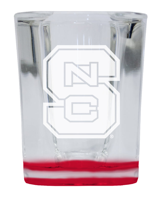 NC State Wolfpack 2 Ounce Engraved Shot Glass Square Red Base Officially Licensed Collegiate Product 4-Pack