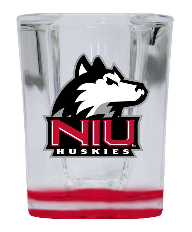 Northern Illinois Huskies 2 Ounce Shot Glass Square Red Base Officially Licensed Collegiate Product 4-Pack