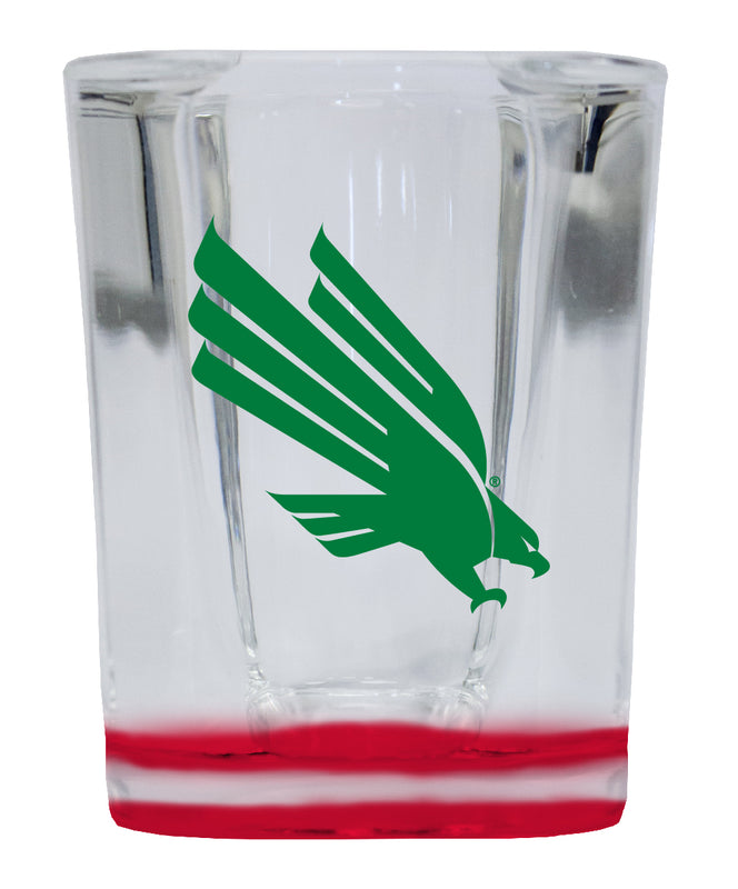 North Texas 2 Ounce Shot Glass Square Red Base Officially Licensed Collegiate Product 4-Pack