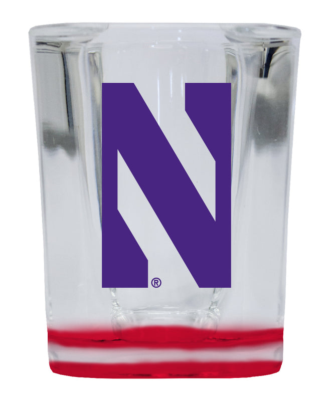Northwestern University Wildcats 2 Ounce Shot Glass Square Red Base Officially Licensed Collegiate Product 4-Pack