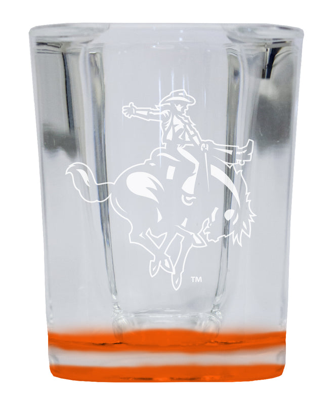Northwestern Oklahoma State University 2 Ounce Engraved Shot Glass Square Orange Base Officially Licensed Collegiate Product 4-Pack