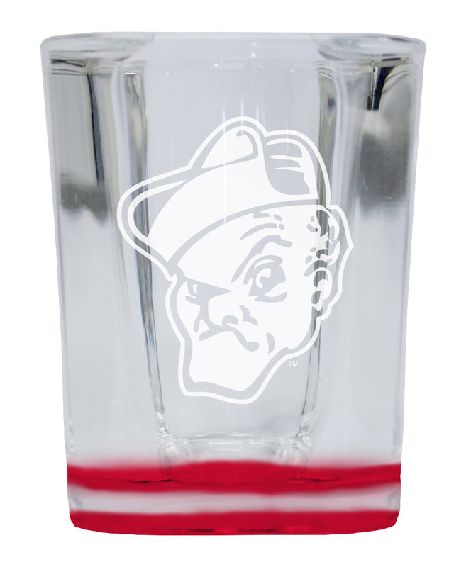 Ohio Wesleyan University 2 Ounce Engraved Shot Glass Square Red Base Officially Licensed Collegiate Product 4-Pack