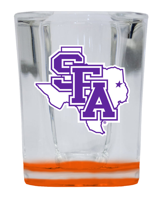 Stephen F. Austin State University 2 Ounce Shot Glass Square Orange Base Officially Licensed Collegiate Product 2-Pack