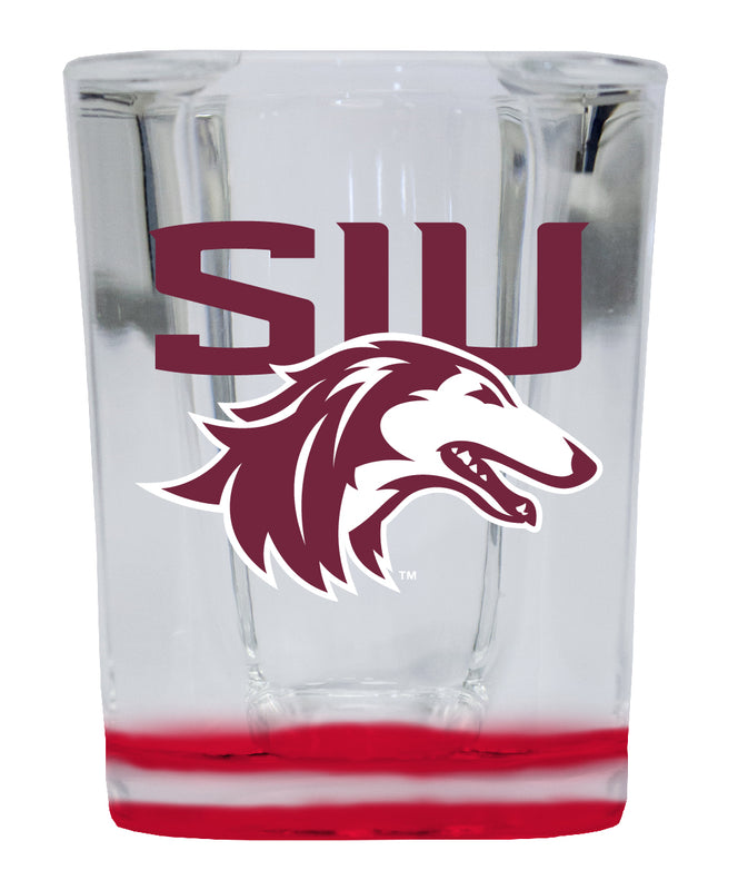 Southern Illinois Salukis 2 Ounce Shot Glass Square Red Base Officially Licensed Collegiate Product 4-Pack