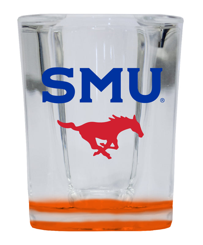 Southern Methodist University 2 Ounce Shot Glass Square Orange Base Officially Licensed Collegiate Product 2-Pack