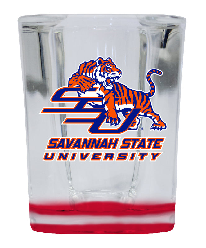 Savannah State University 2 Ounce Shot Glass Square Red Base Officially Licensed Collegiate Product 4-Pack