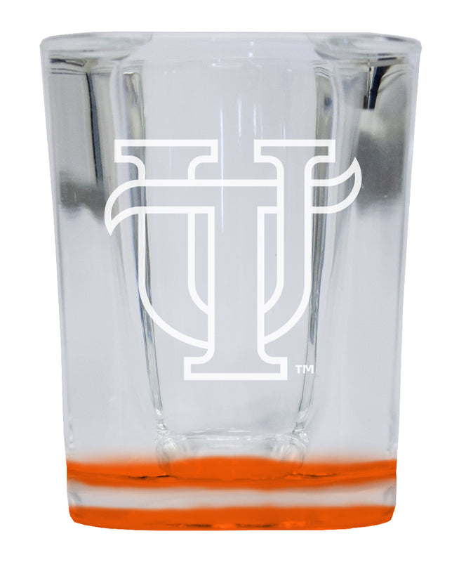 University of Tampa Spartans 2 Ounce Engraved Shot Glass Square Orange Base Officially Licensed Collegiate Product Single Unit