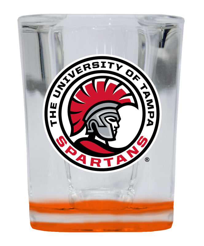 University of Tampa Spartans 2 Ounce Shot Glass Square Orange Base Officially Licensed Collegiate Product Single