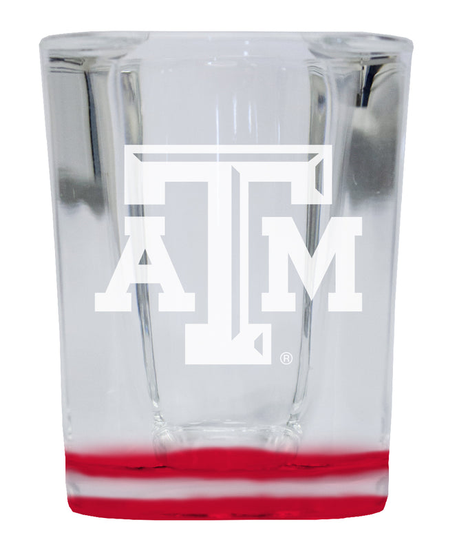 Texas A&M Aggies 2 Ounce Engraved Shot Glass Square Red Base Officially Licensed Collegiate Product 4-Pack