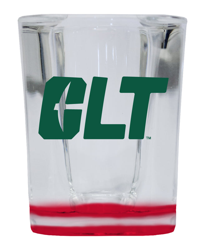 North Carolina Charlotte Forty-Niners 2 Ounce Shot Glass Square Red Base Officially Licensed Collegiate Product 2-Pack