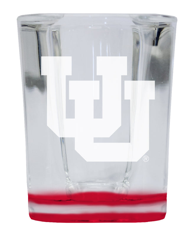 Utah Utes 2 Ounce Engraved Shot Glass Square Red Base Officially Licensed Collegiate Product 4-Pack