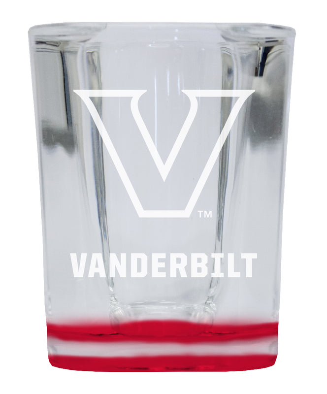Vanderbilt University 2 Ounce Engraved Shot Glass Square Red Base Officially Licensed Collegiate Product 4-Pack