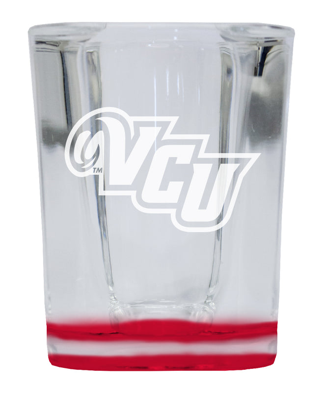 Virginia Commonwealth 2 Ounce Engraved Shot Glass Square Red Base Officially Licensed Collegiate Product 4-Pack