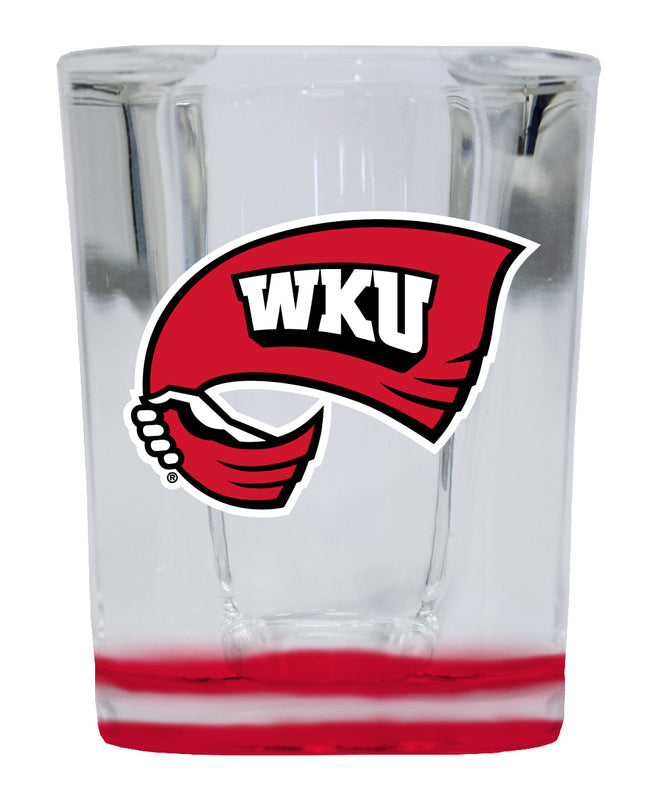 Western Kentucky Hilltoppers 2 Ounce Shot Glass Square Red Base Officially Licensed Collegiate Product 4-Pack