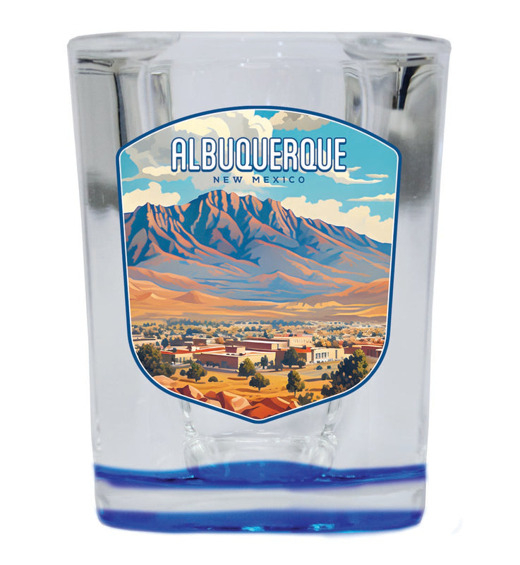 Albuquerque New Mexico Souvenir 2 oz Blue Shot Glass Round or Square Blue