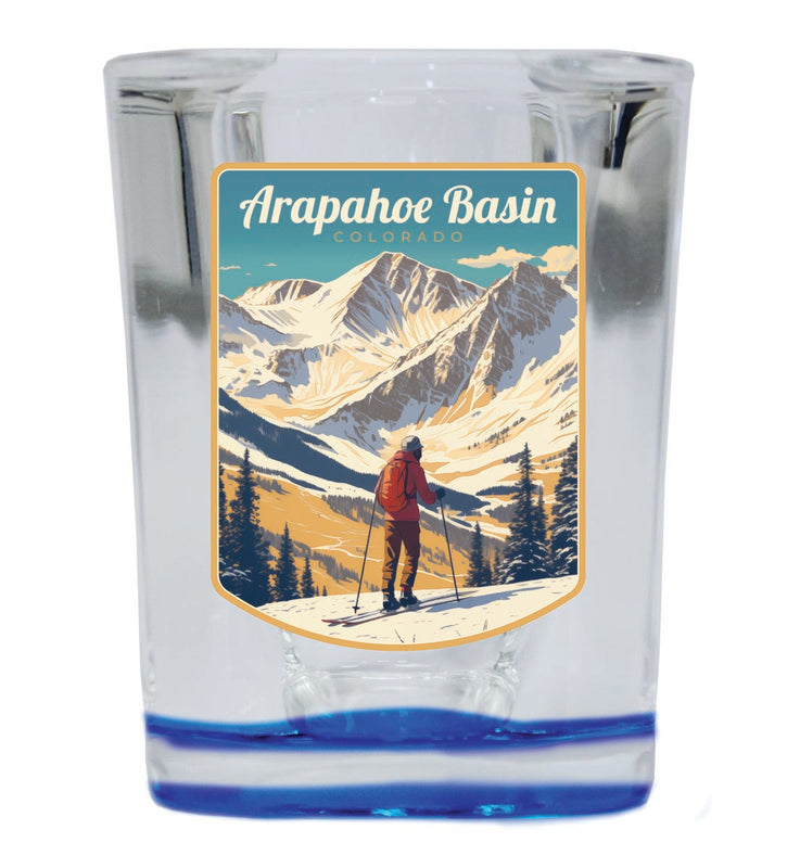 Arapahoe Basin Colorado Souvenir 2 oz Blue Shot Glass Round or Square Blue