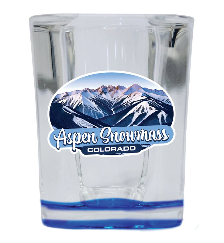 Aspen Snowmass Colorado Souvenir 2 oz Blue Shot Glass Round or Square Blue