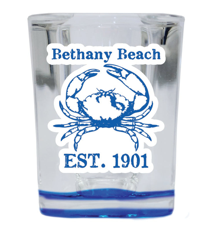 Bethany Beach Delaware Souvenir 2 oz Blue Shot Glass Round or Square Blue