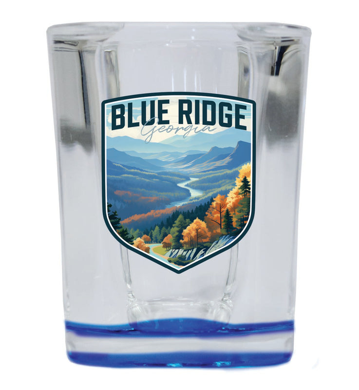 Blue Ridge Georgia Souvenir 2 oz Blue Shot Glass Round or Square Blue