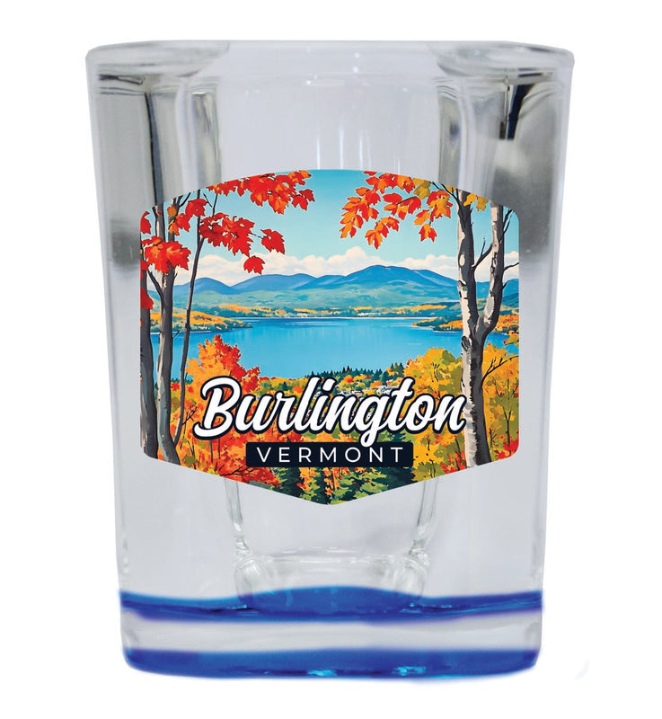 Burlington Vermont Souvenir 2 oz Blue Shot Glass Round or Square Blue