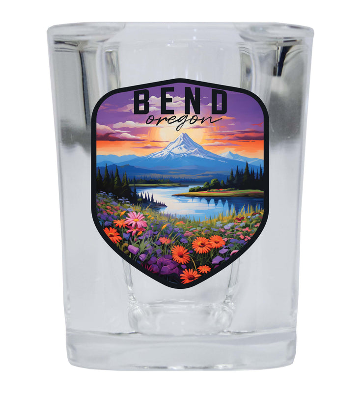 Bend Oregon Design A Souvenir 2 Ounce Shot Glass Square 2-Pack
