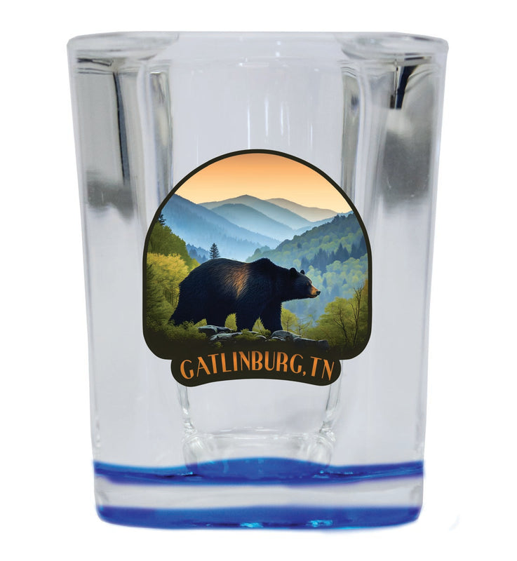 Gatlinburg Tennessee Souvenir 2 oz Blue Shot Glass Round or Square Blue