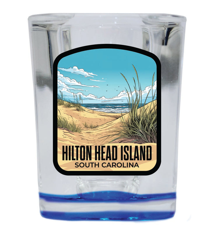 Hilton Head Island South Carolina Souvenir 2 oz Blue Shot Glass Round or Square Blue