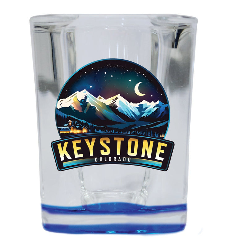 Keystone Colorado Souvenir 2 oz Blue Shot Glass Round or Square Blue