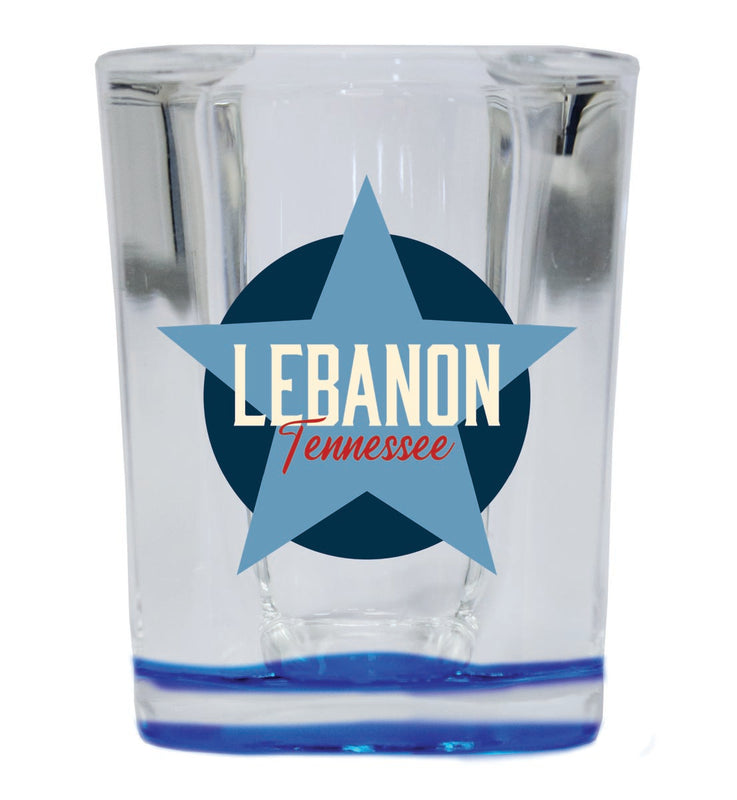 Lebanon Tennessee Souvenir 2 oz Blue Shot Glass Round or Square Blue
