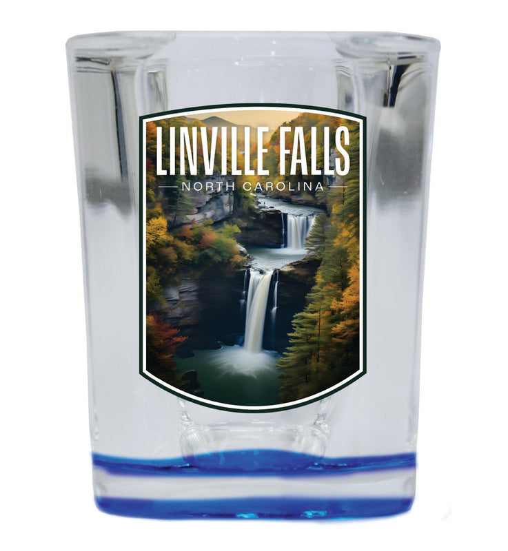 Linville Falls North Carolina Souvenir 2 oz Blue Shot Glass Round or Square Blue