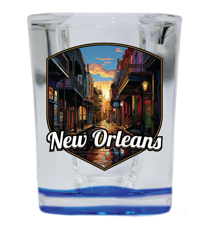 New Orleans Louisiana Souvenir 2 oz Blue Shot Glass Round or Square Blue