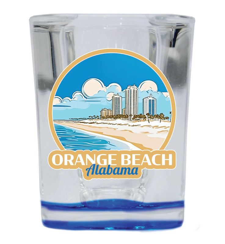 Orange Beach Alabama Souvenir 2 oz Blue Shot Glass Round or Square Blue
