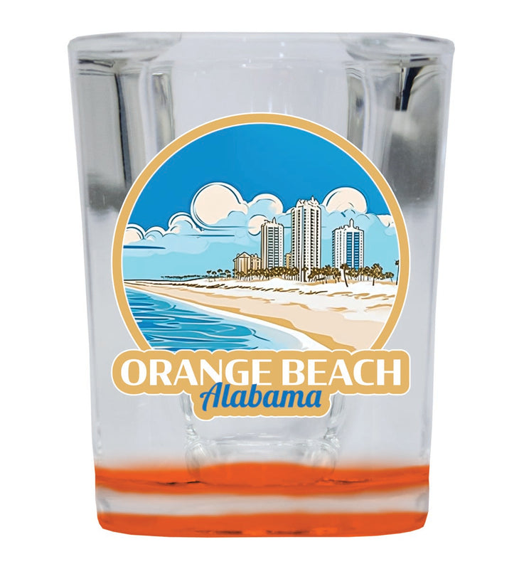 Orange Beach Alabama Souvenir 2 oz Orange Shot Glass Round or Square Orange
