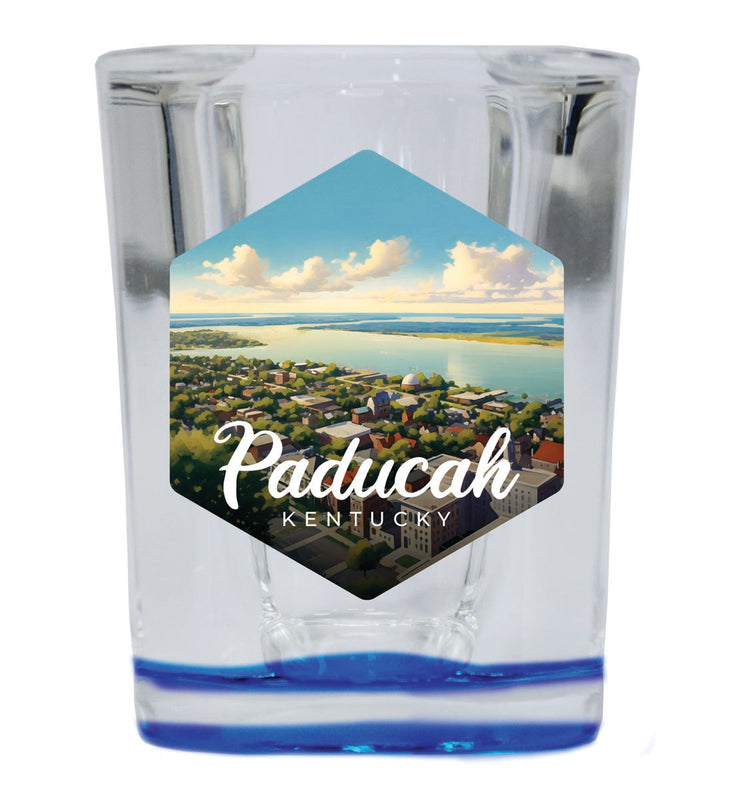 Paducah Kentucky Souvenir 2 oz Blue Shot Glass Round or Square Blue