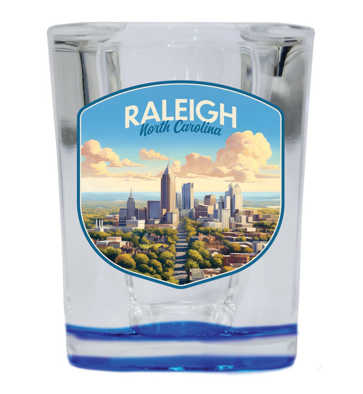 Raleigh North Carolina Souvenir 2 oz Blue Shot Glass Round or Square Blue