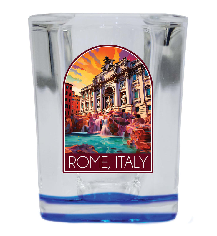 Rome Italy Design B Souvenir 2 Ounce Shot Glass Square Blue Base Single