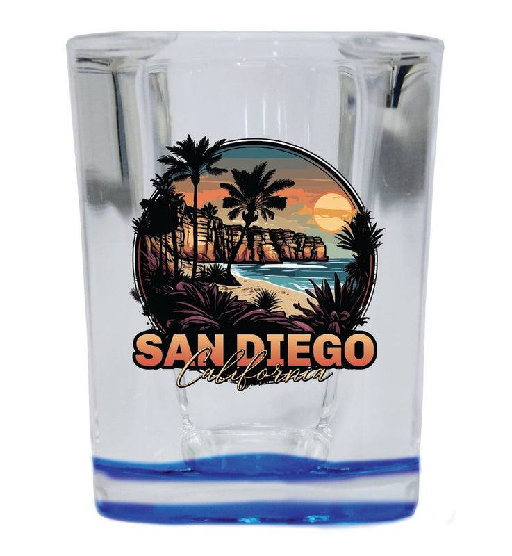 San Diego California Souvenir 2 oz Blue Shot Glass Round or Square Blue