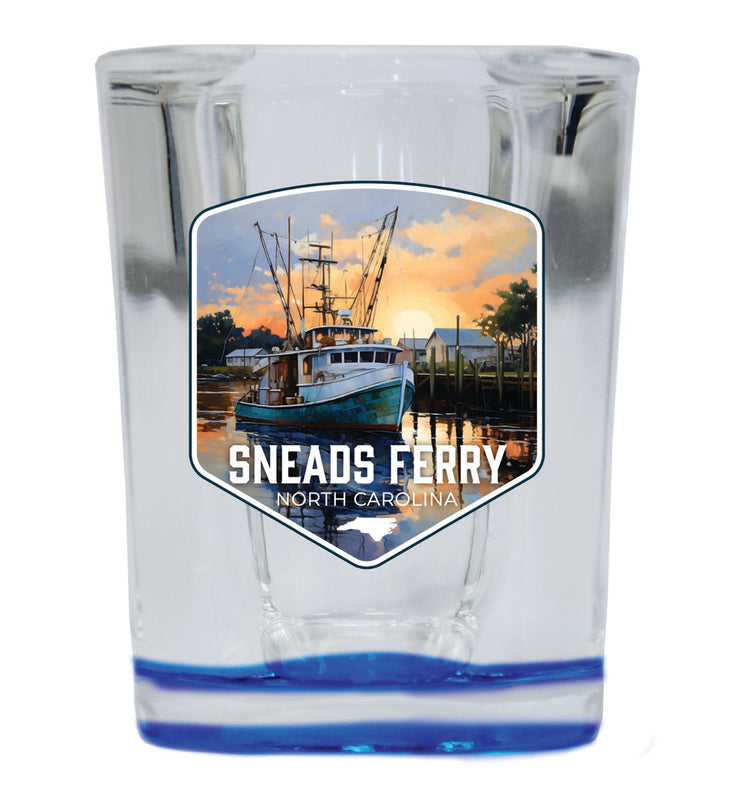 Snead Ferry North Carolina Souvenir 2 oz Blue Shot Glass Round or Square Blue