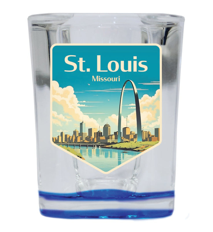 St. Louis Missouri Souvenir 2 oz Blue Shot Glass Round or Square Blue