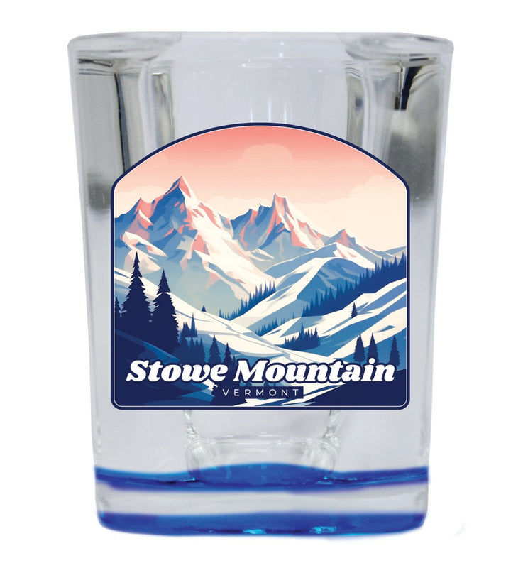 Stowe Mountain Vermont Souvenir 2 oz Blue Shot Glass Round or Square Blue