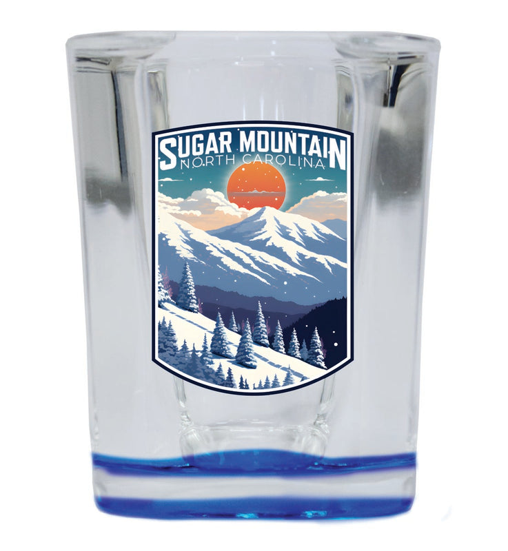 Sugar Mountain North Carolina Souvenir 2 oz Blue Shot Glass Round or Square Blue