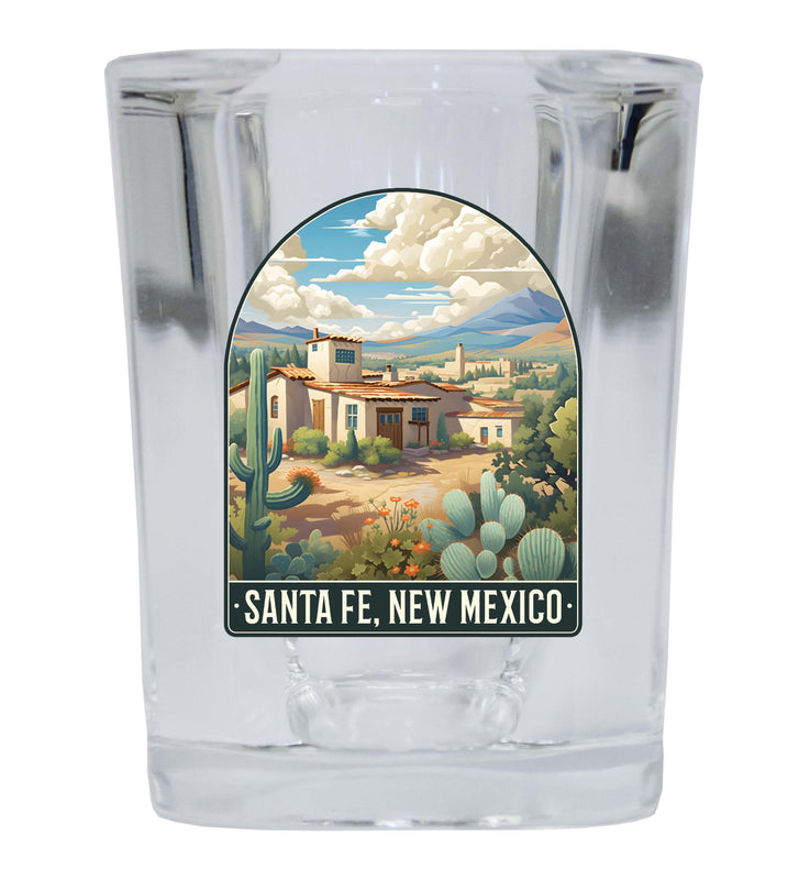 Santa Fe New Mexico Design C Souvenir 2 Ounce Shot Glass Square Single